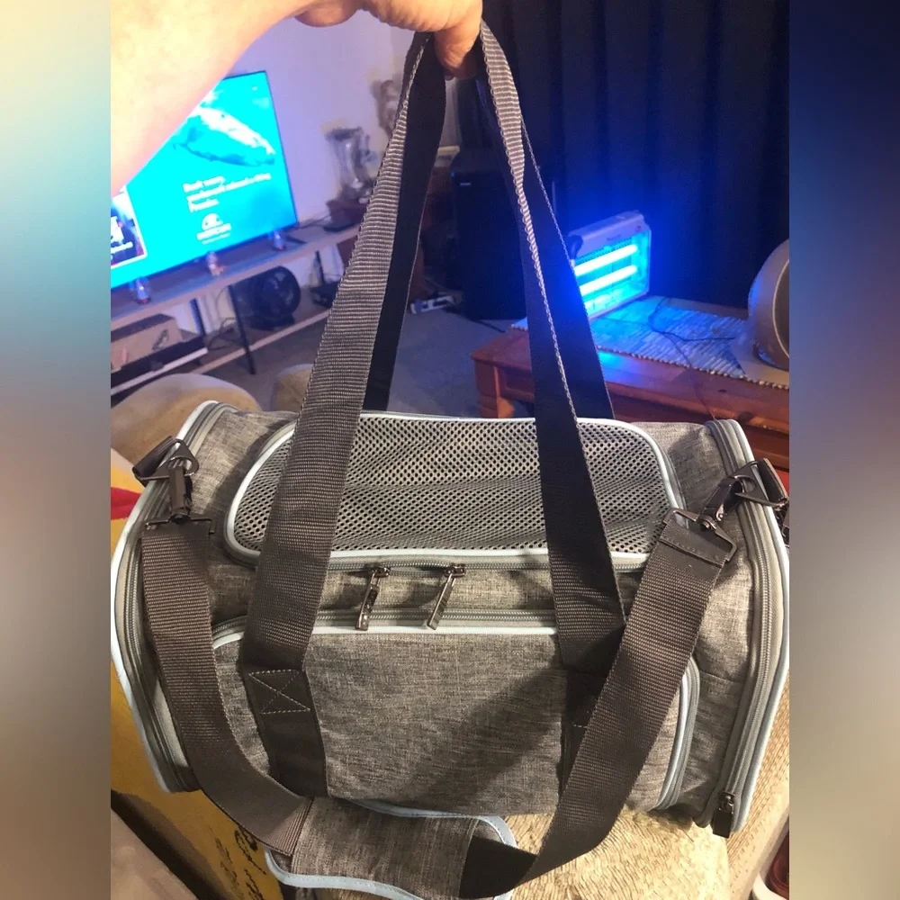 Petsfit Expandable Small Pet Carrier Airline Approved 16x10x9 Inches Small Grey